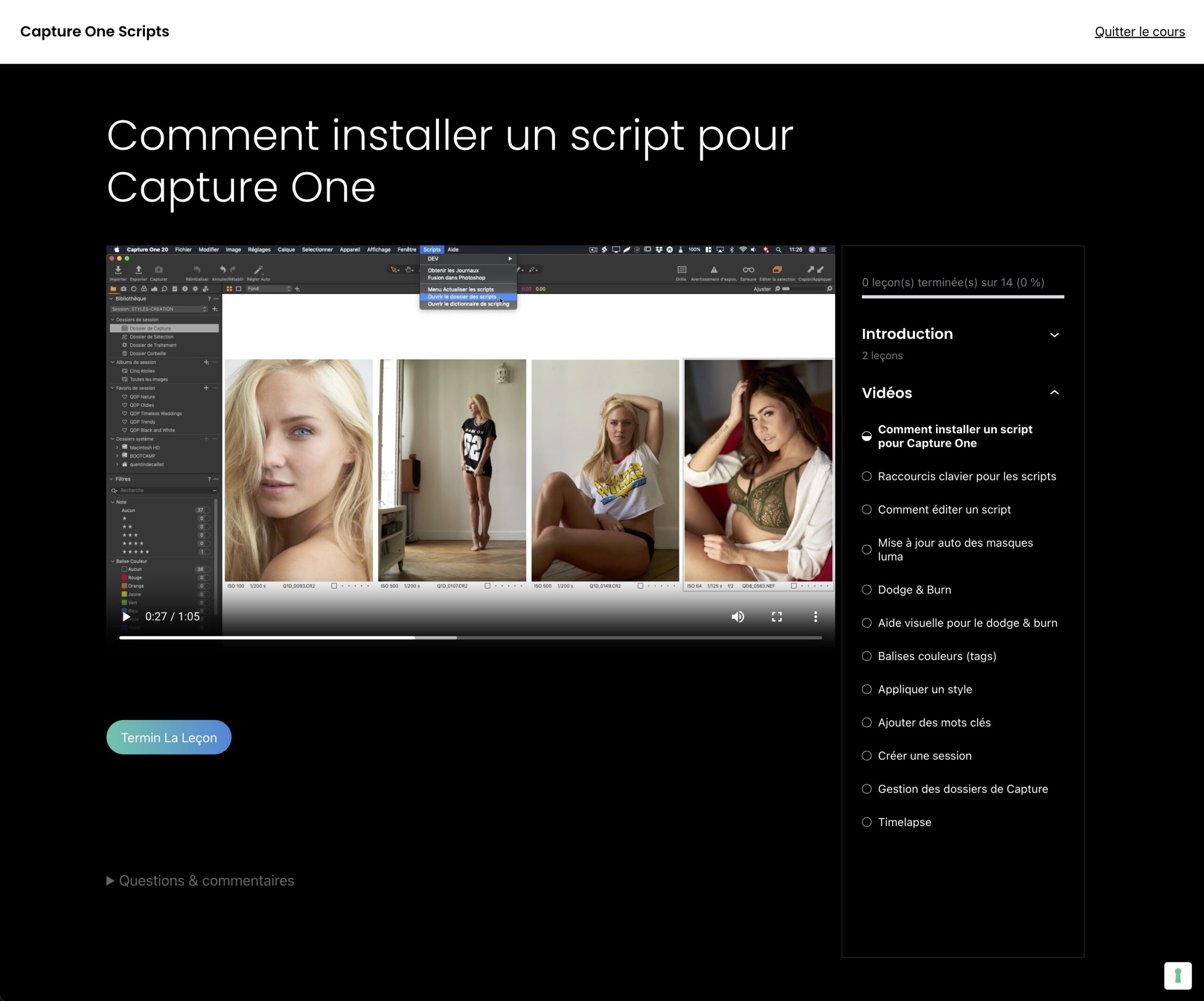 apprendre à créer des scripts pour capture one pour macos